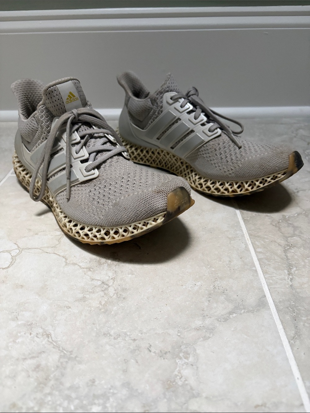 adidas women’s Taupe Knit Ultra 4D Midsole Sneakers